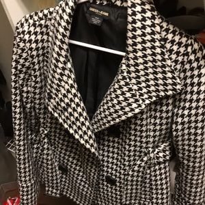 Black/white tweed blazer with belt